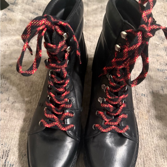 Sam Edelman Shoes - Sam Edelman Black Combat Boots with Red Laces